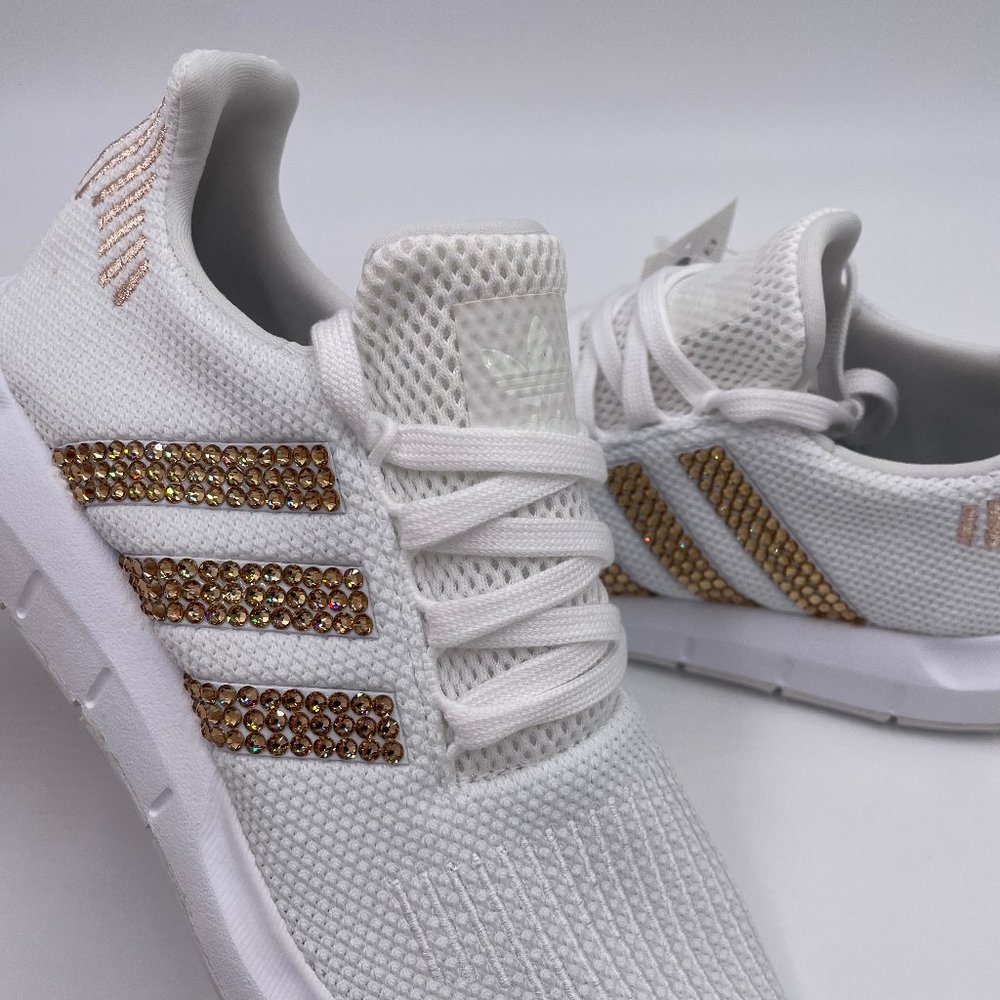 Swarovski Crystal Adidas Swift Run Womens Shoes - Picture 2 of 8
